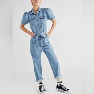 Anthropologie X Boyish The Vincent Coverall Jumpsuit Denim Tie Waist NWT Small